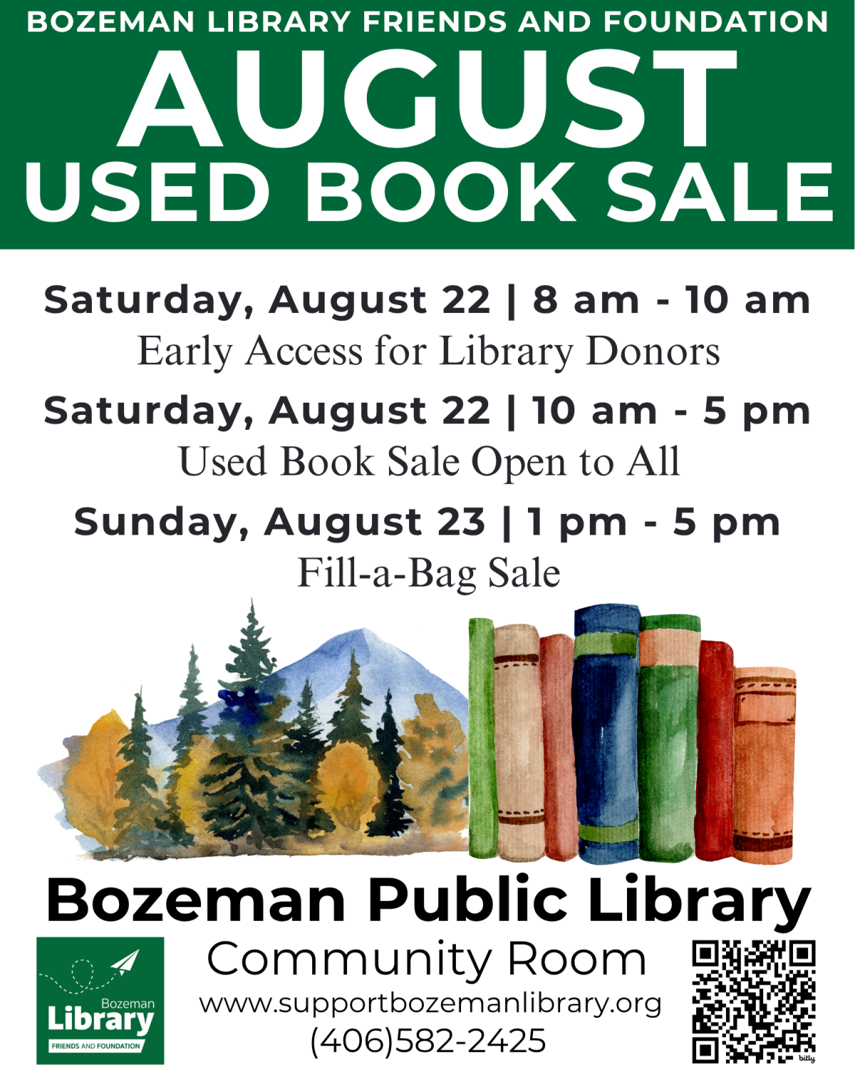 August 2026 Book Sale Poster QR